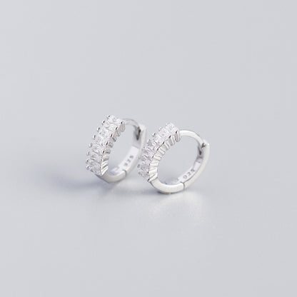 Sterling Silver Zircon Hoop Earrings - Quaworth