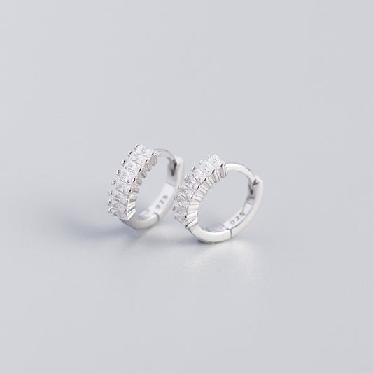 Sterling Silver Zircon Hoop Earrings - Quaworth