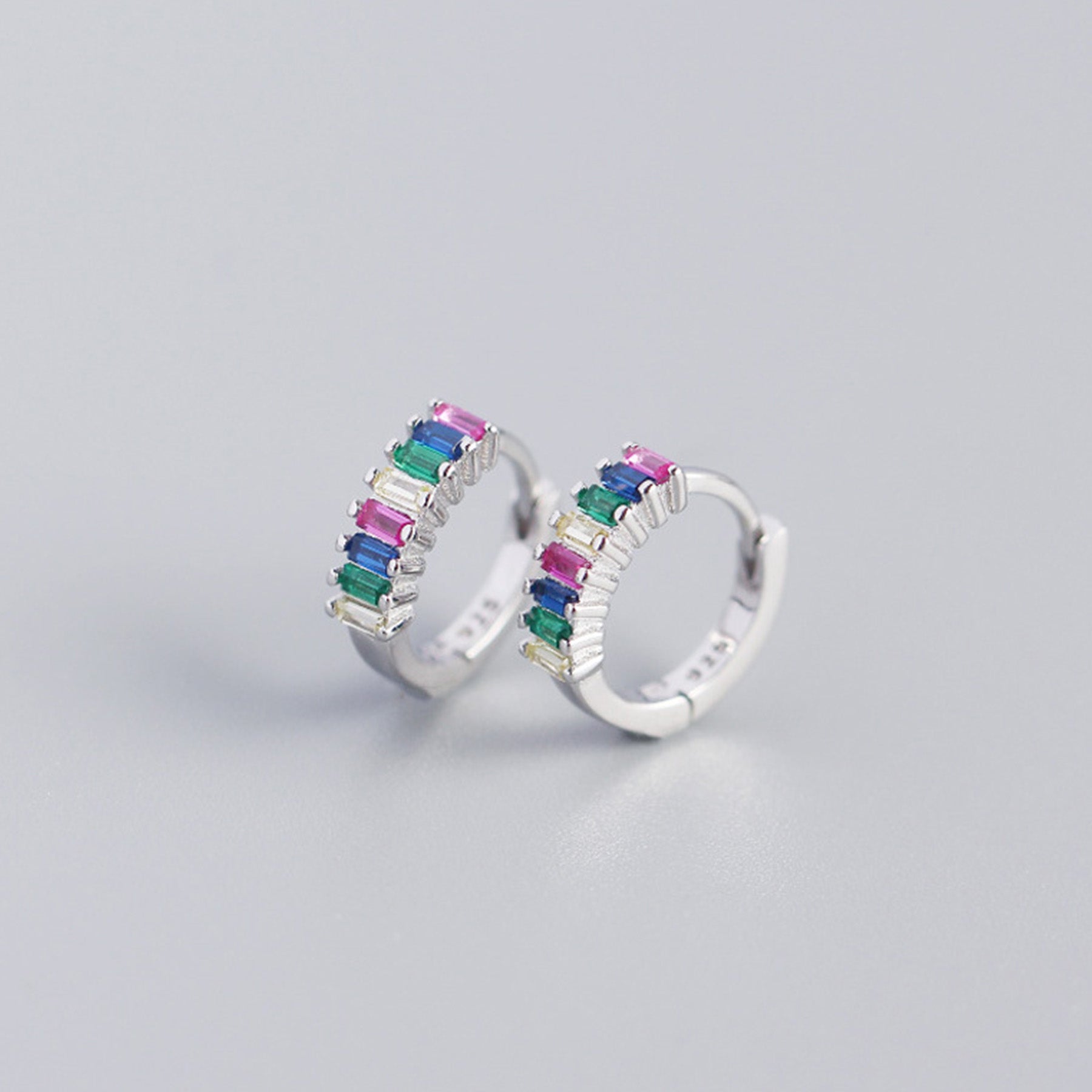 Sterling Silver Zircon Hoop Earrings - Quaworth