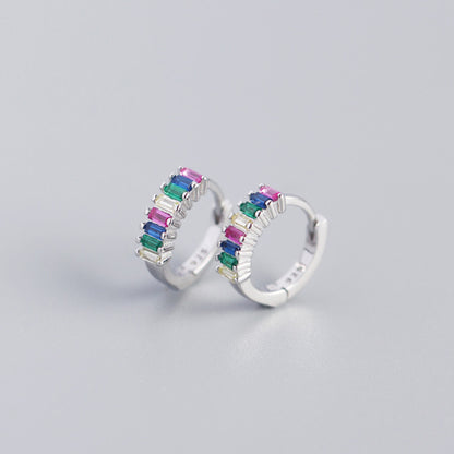 Sterling Silver Zircon Hoop Earrings - Quaworth