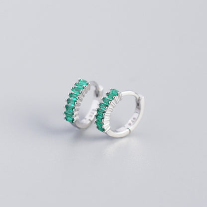 Sterling Silver Zircon Hoop Earrings - Quaworth
