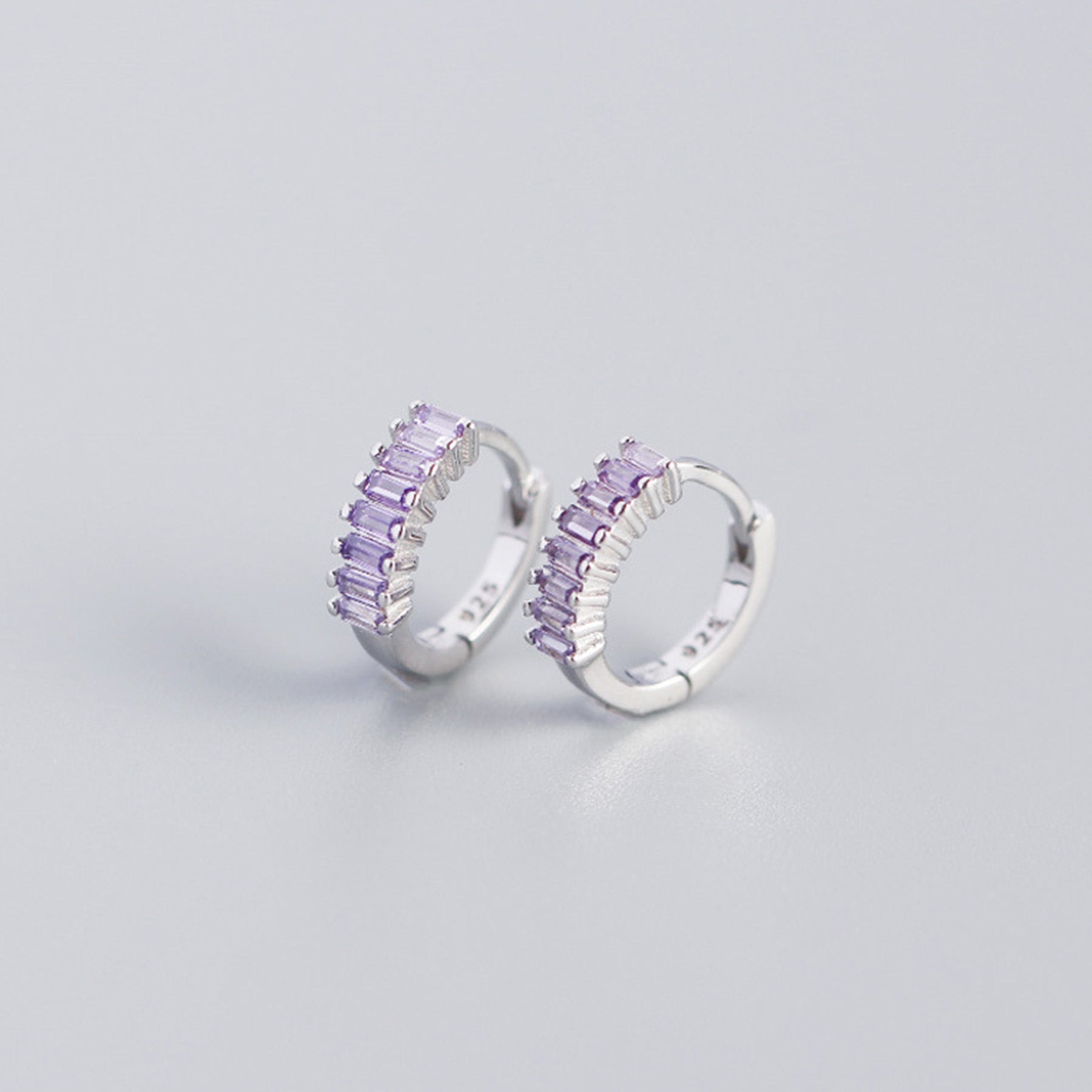 Sterling Silver Zircon Hoop Earrings - Quaworth