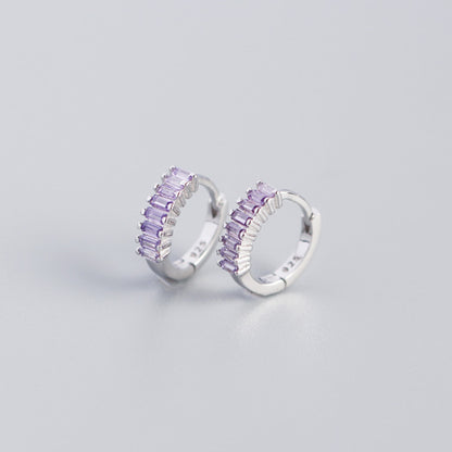 Sterling Silver Zircon Hoop Earrings - Quaworth